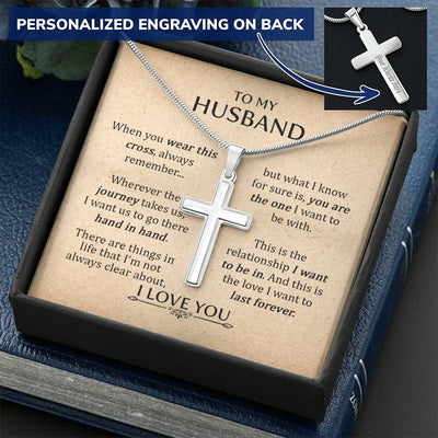 For Husband - When You Wear This Cross Always Remember 1 - Cross Customize Engraved Cross Necklace