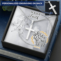 Dad To Son Gifts - Rise Up And Pray Customize Engraved Cross Necklace
