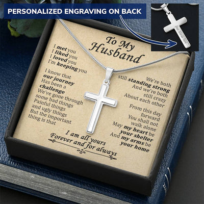 For Husband - Keeping You - Cross Customize Engraved Cross Necklace