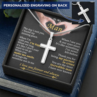For Your Man - When We Hug - Cross Customize Engraved Cross Necklace