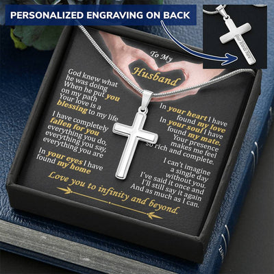 For Husband - Put You On My Path - Cross Customize Engraved Cross Necklace