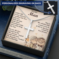 For Your Man - Walk Into Love - Cross Customize Engraved Cross Necklace