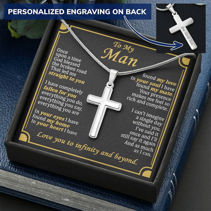 For Your Man - As Much As I Can - Cross Customize Engraved Cross Necklace