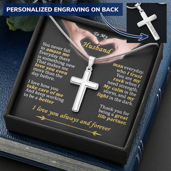 For Husband - More Than The Day Before - Cross 1 Customize Engraved Cross Necklace