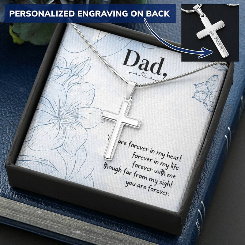 Gift For Dad  Customize Cross Necklace  Father Daughter  To My Dad 5 Customize Engraved Cross Necklace