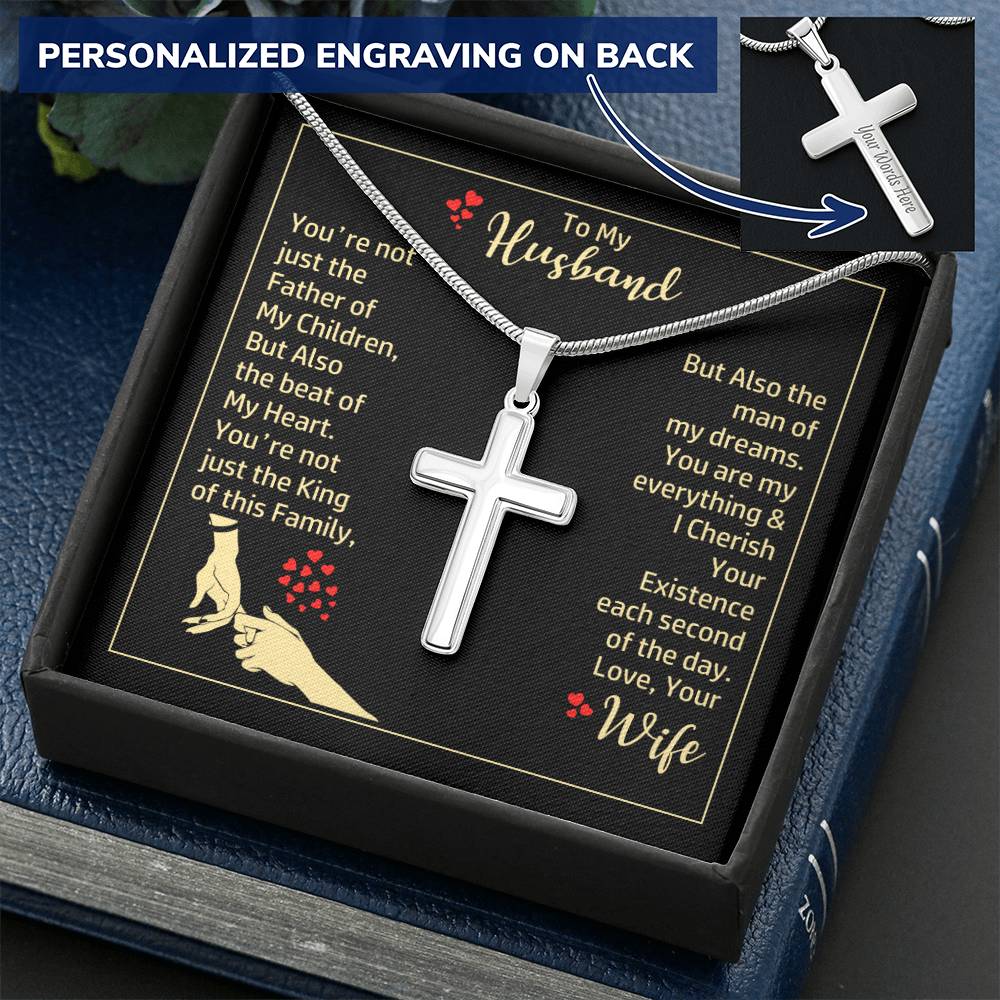 Gift For Husband - Cross Necklace Customize Engraved Cross Necklace