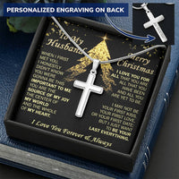 Gift For Husband - Joy - Cross Customize Engraved Cross Necklace