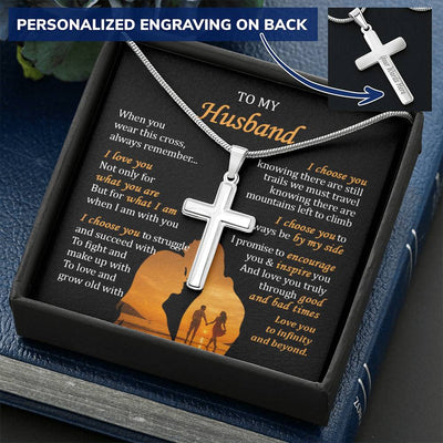 For Husband - What I Am - Cross Customize Engraved Cross Necklace