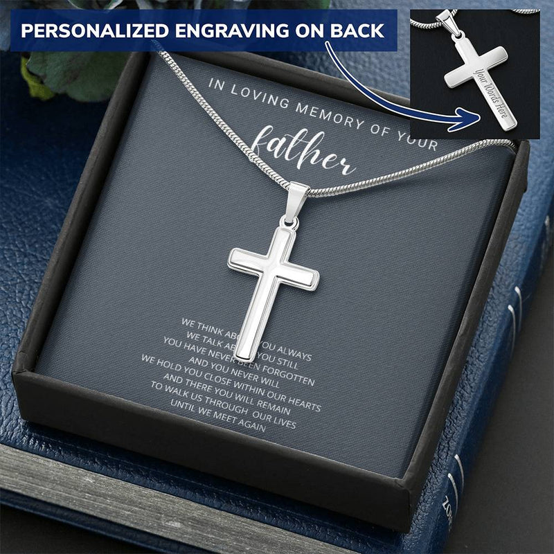 Cross Necklace Gift For Son In Loving Memory Father Customize Engraved Cross Necklace