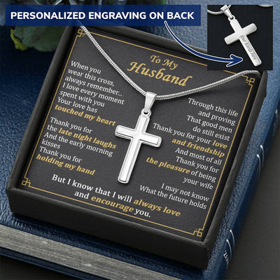 For Husband - Moment With You - Cross Customize Engraved Cross Necklace