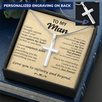For Your Man - Capture My Heart - Cross Customize Engraved Cross Necklace