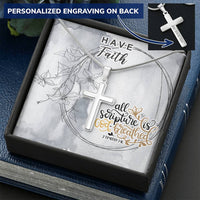 Dad To Son Gifts - All Scripture Is God Breathed Customize Engraved Cross Necklace