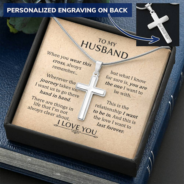 For Husband - When You Wear This Cross Always Remember Customize Engraved Cross Necklace
