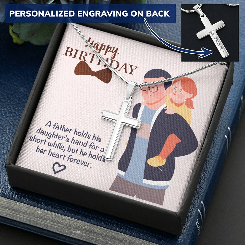 Dad Gift From Daughter Dad Birthday Gift From Daughter  Cross Necklace For Dad. 1 Customize Engraved Cross Necklace