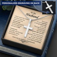 For Husband - Through And Through - Cross Customize Engraved Cross Necklace