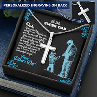 Father's Special Message  Box For Dad Customize Engraved Cross Necklace