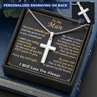 For Your Man - The Most Valuable Gift - Cross Customize Engraved Cross Necklace