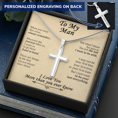 For Your Man - You Are The One - Cross Customize Engraved Cross Necklace