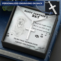 Dog Dad 6 Customize Engraved Cross Necklace