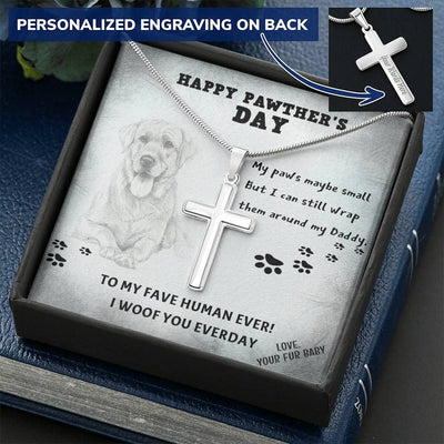 Dog Dad 6 Customize Engraved Cross Necklace