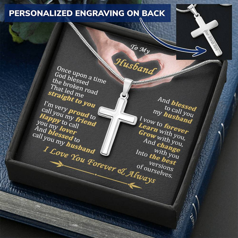 For Husband - Call You My Husband - Cross Customize Engraved Cross Necklace