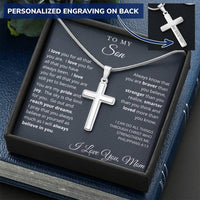 Graduation Gift For Son From Mom - Cross Necklace - Customize Engraving Customize Engraved Cross Necklace