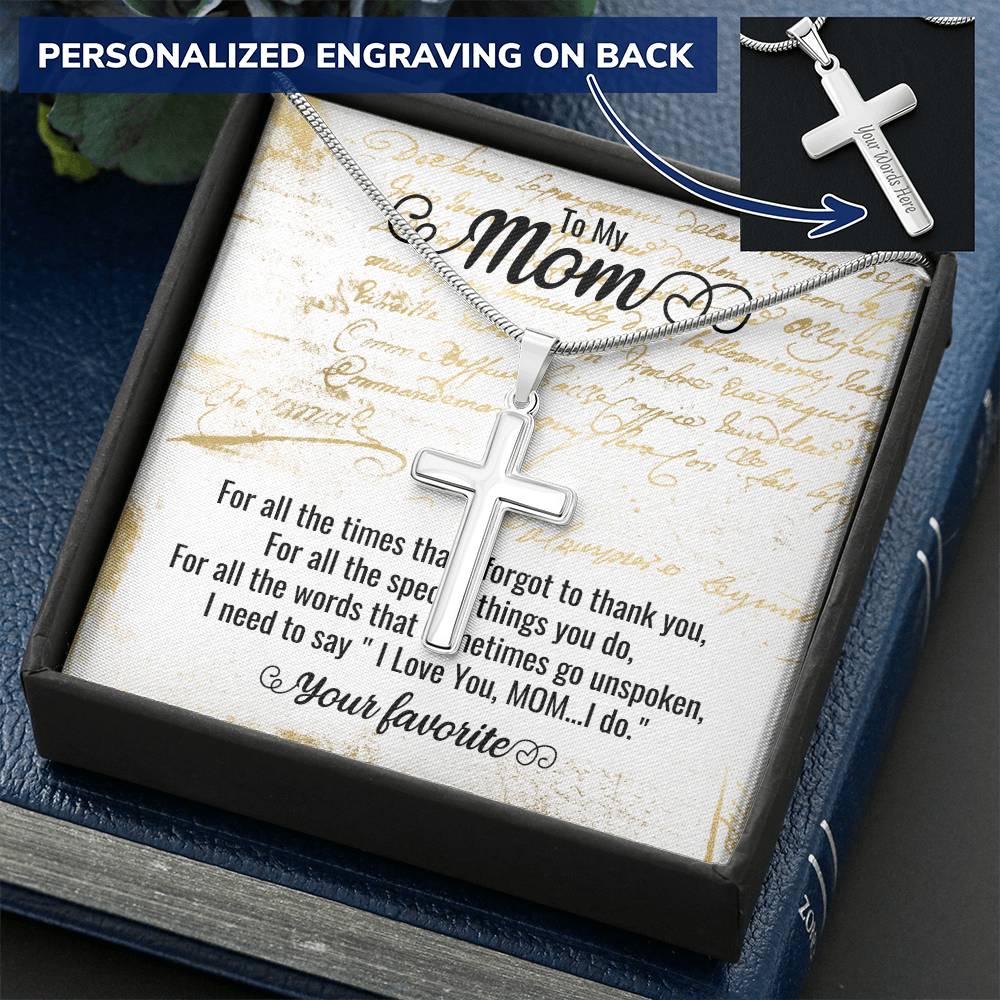 Cross Necklace For Mother&#39;s Day Customize Engraved Cross Necklace