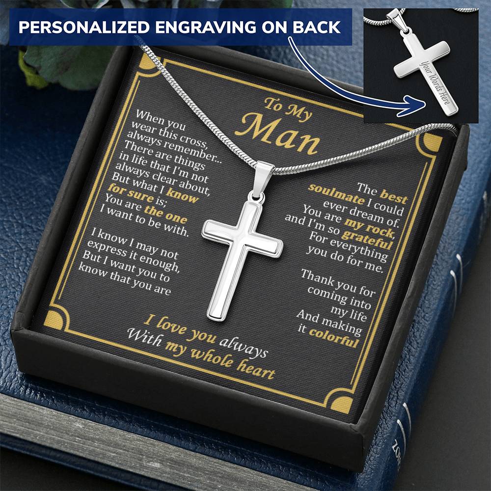 For Your Man - I&#39;m So Grateful - Cross Customize Engraved Cross Necklace