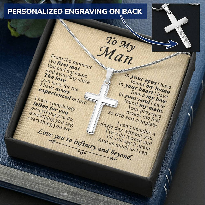 For Your Man - The Love You Have For Me - Cross Customize Engraved Cross Necklace