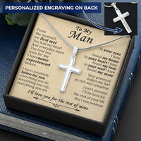 For Your Man - You Had My Heart - Cross Customize Engraved Cross Necklace