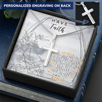 Dad To Son Gifts - The Lord Is My Shepherd I Shall Not Want Customize Engraved Cross Necklace
