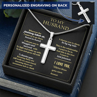 For Husband - Always Be By My Side 1 - Cross Customize Engraved Cross Necklace