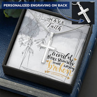Dad To Son Gifts - A Cord Of Three Strands Is Not Easily Broken Customize Engraved Cross Necklace