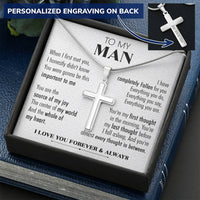 For Your Man - Every Thought 2 - Cross Customize Engraved Cross Necklace