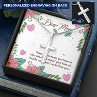 Dear Mom Customize Cross Necklace Customize Engraved Cross Necklace