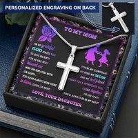 For Mom - So Grateful God Chose You - Cross Customize Engraved Cross Necklace