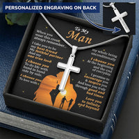 For Your Man - I Promise - Cross Customize Engraved Cross Necklace