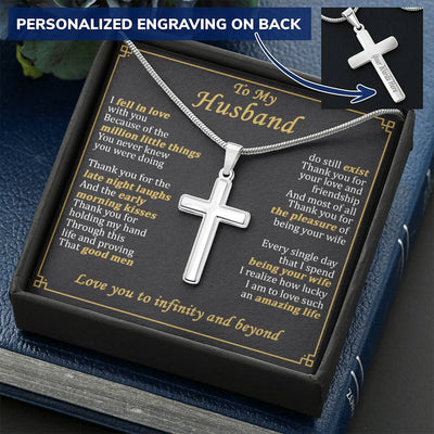 For Husband - Million Little Things - Cross Customize Engraved Cross Necklace