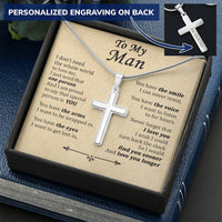 For Your Man - Find You Sooner - Cross 1 Customize Engraved Cross Necklace