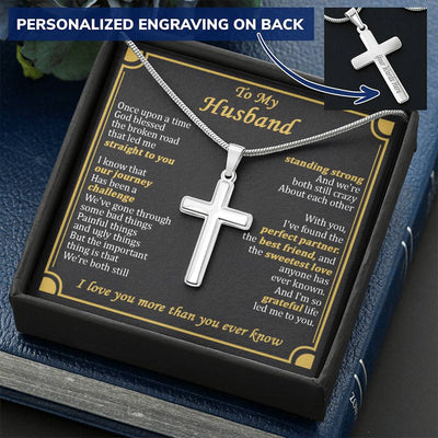 For Husband - The Broken Road - Cross Customize Engraved Cross Necklace