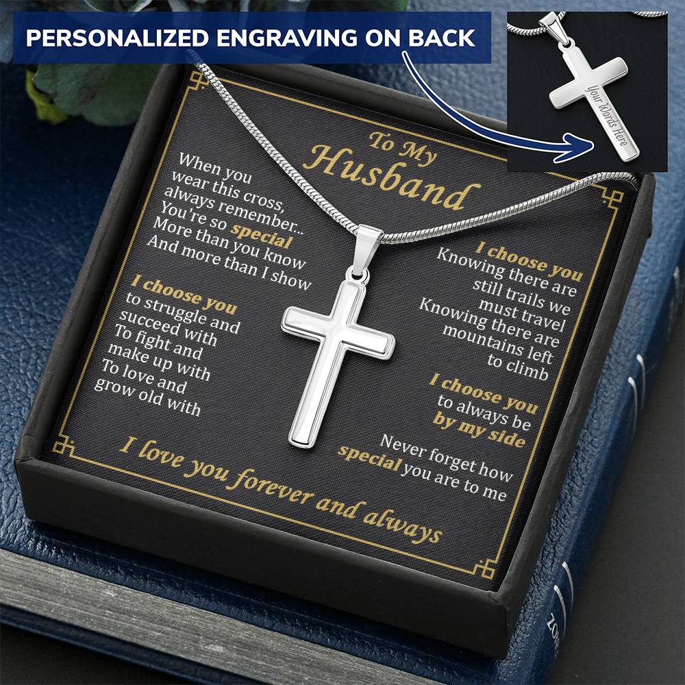 For Husband - You&#39;re So Special - Cross Customize Engraved Cross Necklace