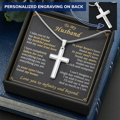 For Husband - Your Eyes - Cross Customize Engraved Cross Necklace