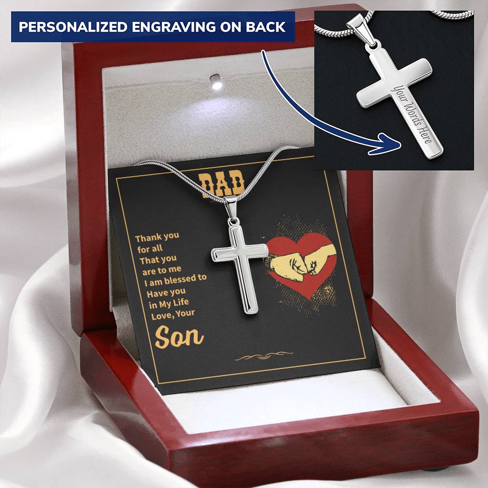 Gift For Dad - Cross Necklace 3 Customize Engraved Cross Necklace