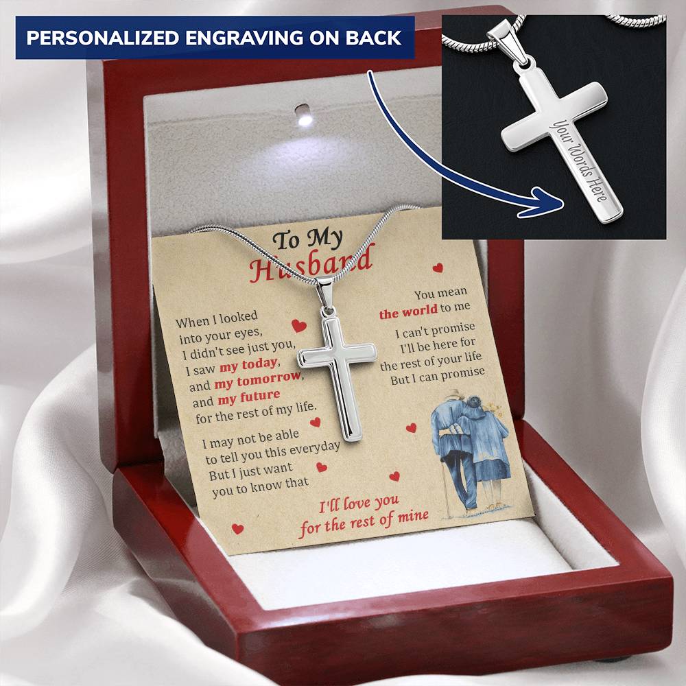 For Husband - The Rest Of My Life - Cross 1 Customize Engraved Cross Necklace