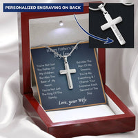 Father Day Gift From Wife Customize Engraved Cross Necklace