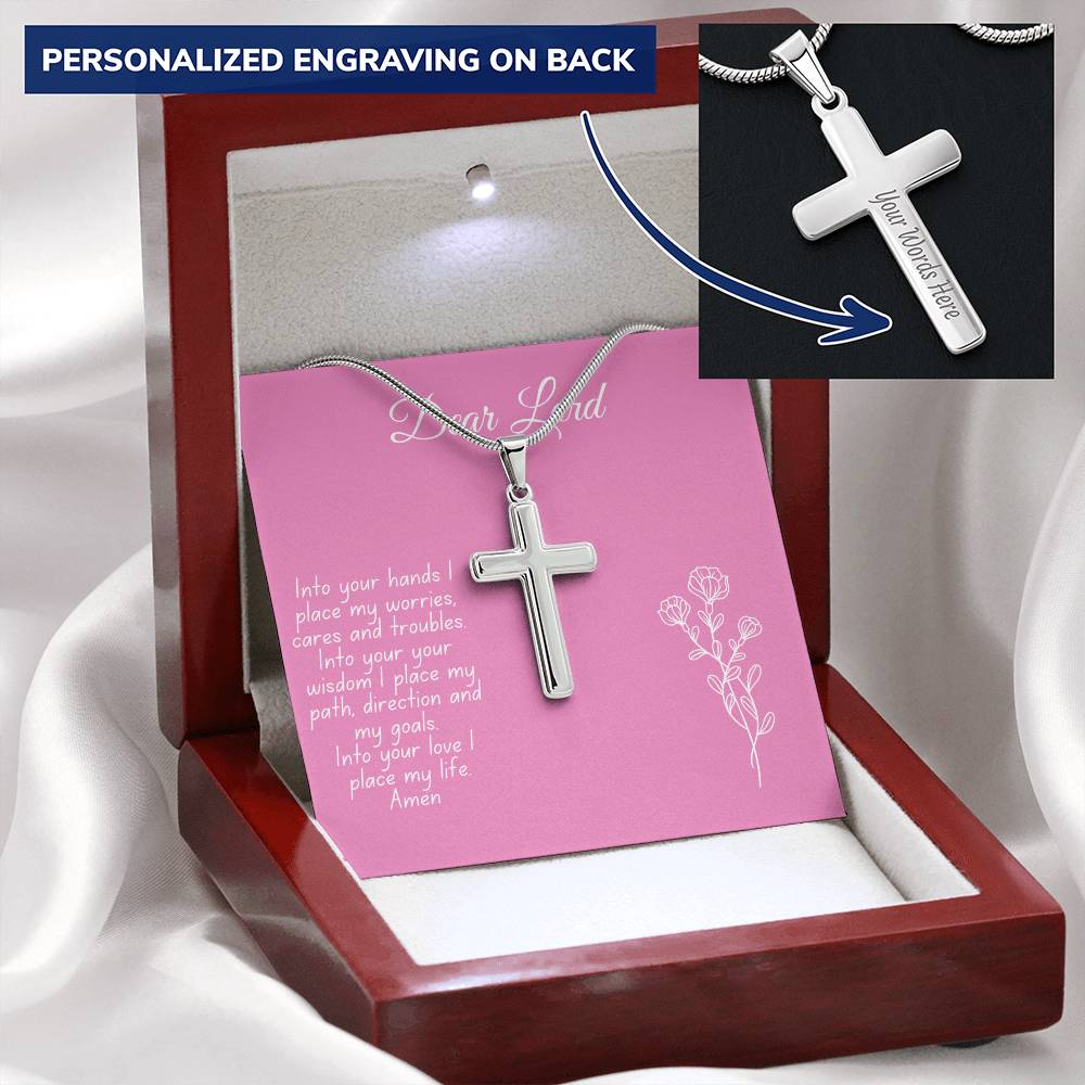 Dear Lord Faith Cross Necklace Customize Engraved Cross Necklace