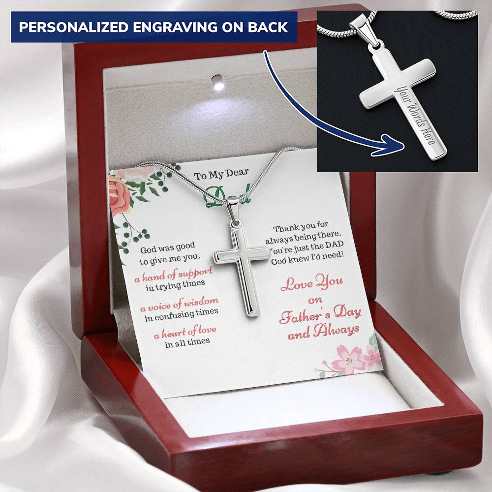 Cross Necklace Gift - To My Dear Dad Customize Engraved Cross Necklace