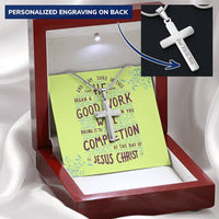 Christian Jewelry Cross Necklace Personalize Cross Silver Necklace Scripture Verse Inspirational Customize Engraved Cross Necklace