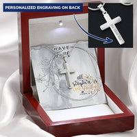 Dad To Son Gifts - All Scripture Is God Breathed Customize Engraved Cross Necklace