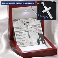 For Son - Beside You - Cross Customize Engraved Cross Necklace